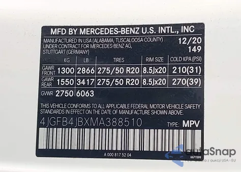 2021 Mercedes-Benz Gle 350 z USA, uszkodzony, nr VIN 4JGFB4JBXMA388510